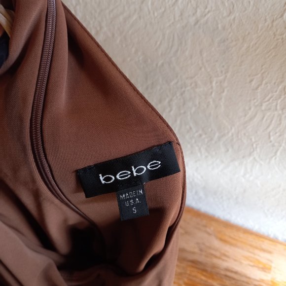 Vintage 90s Keyhole Asymmetric Mocha/Tan Flapper Inspired Dress - Picture 14 of 16